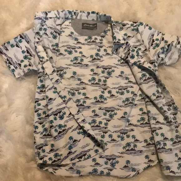 Eddie Bauer Tropical Print Button-Down Shirt - Picture 3 of 3